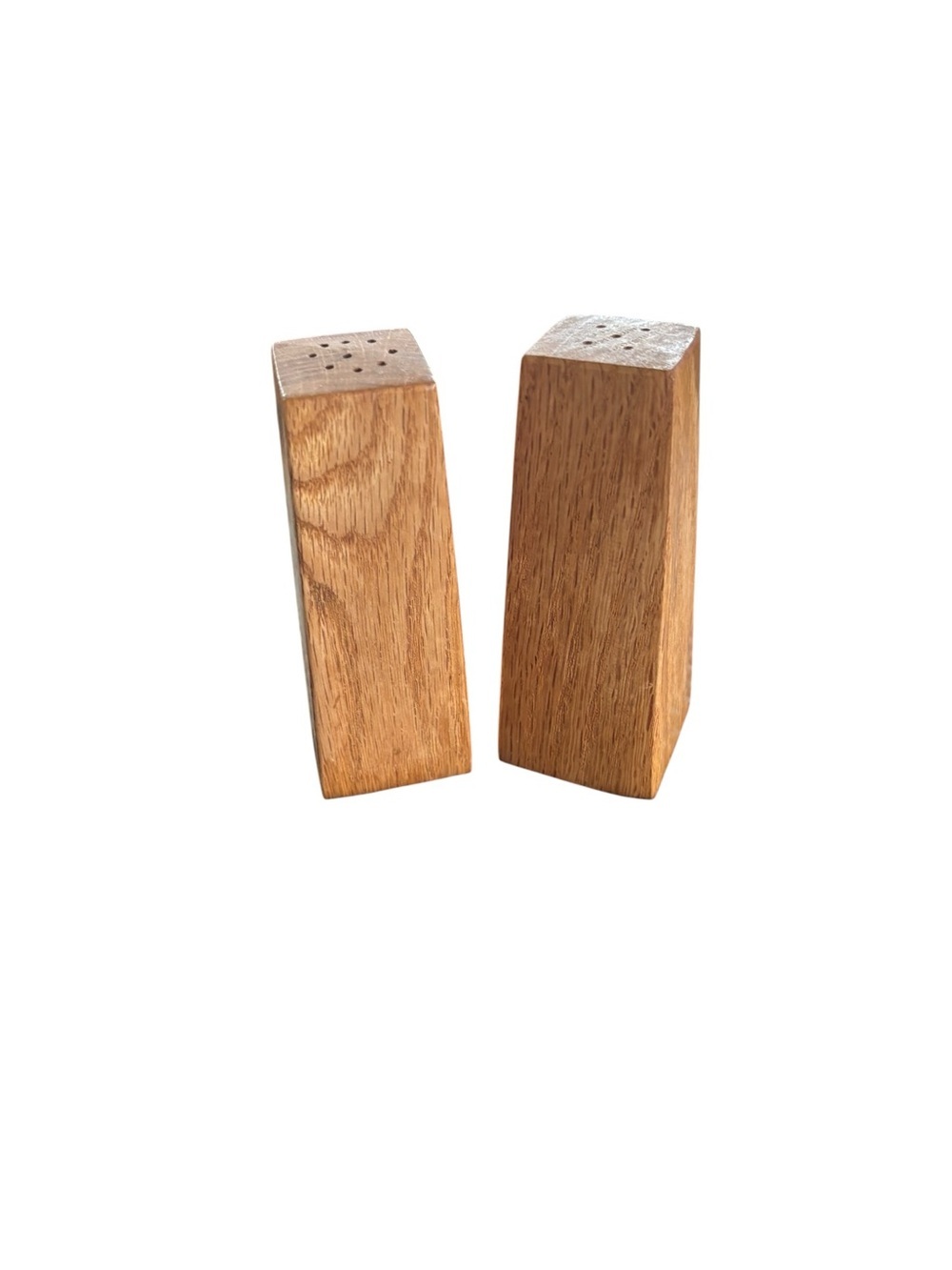 Set Mid Century Wood Salt & Pepper Shakers 4” Cork Stoppers Ornamental Only
